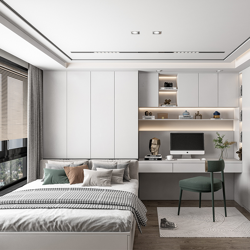 現(xiàn)代簡(jiǎn)約小臥室榻榻米定制整體書(shū)柜踏踏米床組合衣柜一體